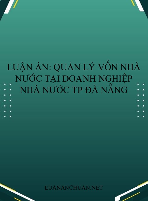 Luận án: Quản lý vốn nhà nước tại doanh nghiệp nhà nước TP Đà Nẵng