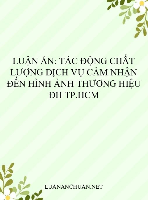 Luận án: Tác động chất lượng dịch vụ cảm nhận đến hình ảnh thương hiệu ĐH TP.HCM