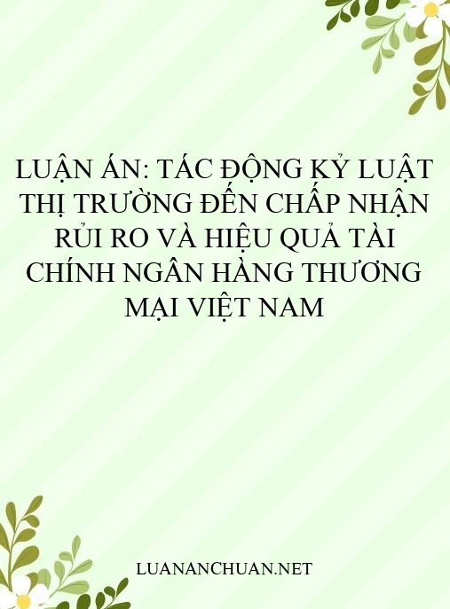 Luận án: Tác động kỷ luật thị trường đến chấp nhận rủi ro và hiệu quả tài chính ngân hàng thương mại Việt Nam