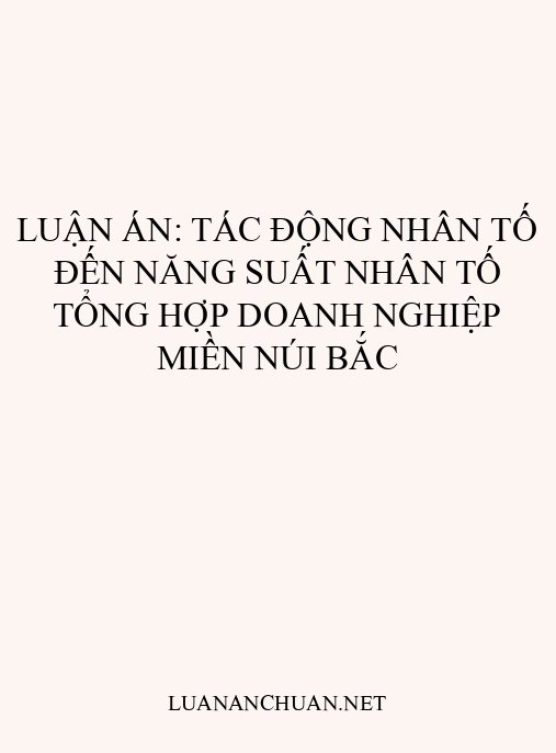 Luận án: Tác động nhân tố đến năng suất nhân tố tổng hợp doanh nghiệp miền núi Bắc