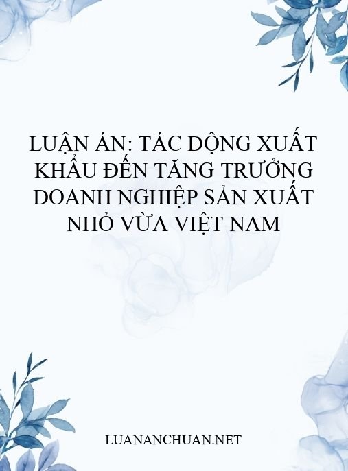 Luận án: Tác động xuất khẩu đến tăng trưởng doanh nghiệp sản xuất nhỏ vừa Việt Nam