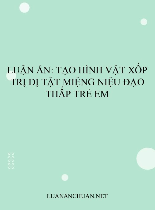 Luận án: Tạo hình vật xốp trị dị tật miệng niệu đạo thấp trẻ em