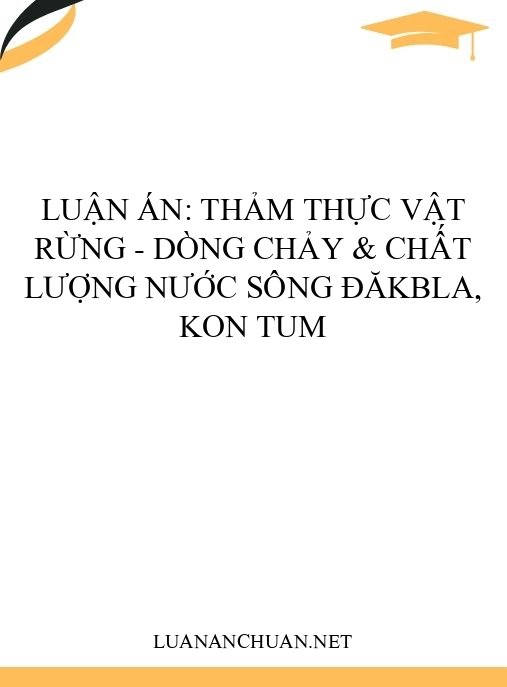 Luận án: Thảm thực vật rừng – dòng chảy & chất lượng nước sông Đăkbla, Kon Tum