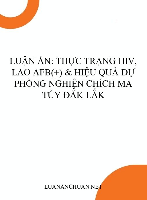 Luận án: Thực trạng HIV, lao AFB(+) & hiệu quả dự phòng nghiện chích ma túy Đắk Lắk