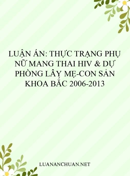 Luận án: Thực trạng phụ nữ mang thai HIV & dự phòng lây mẹ-con sản khoa Bắc 2006-2013