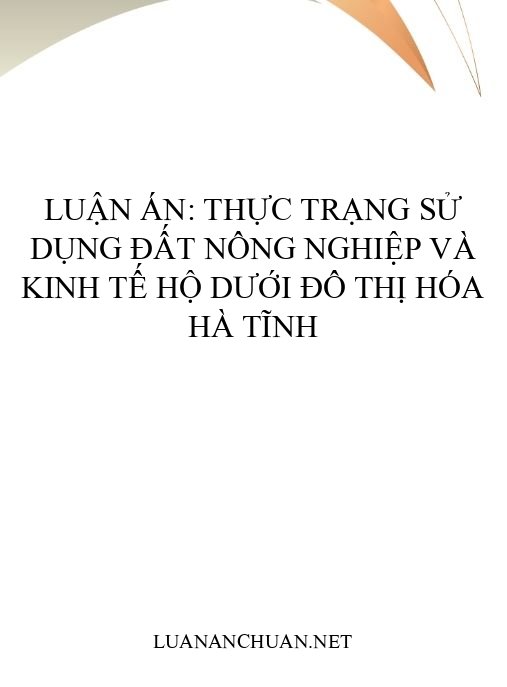 Luận án: Thực trạng sử dụng đất nông nghiệp và kinh tế hộ dưới đô thị hóa Hà Tĩnh