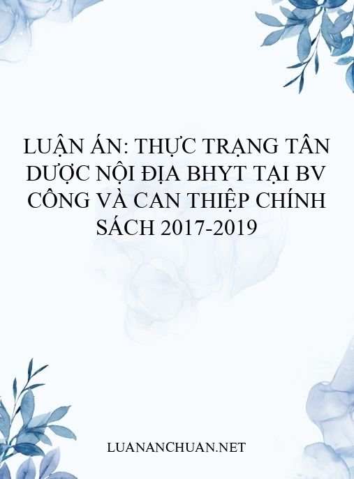 Luận án: Thực trạng tân dược nội địa BHYT tại BV công và can thiệp chính sách 2017-2019