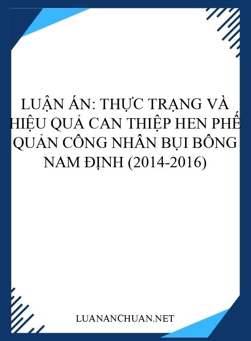Luận án: Thực trạng và hiệu quả can thiệp hen phế quản công nhân bụi bông Nam Định (2014-2016)