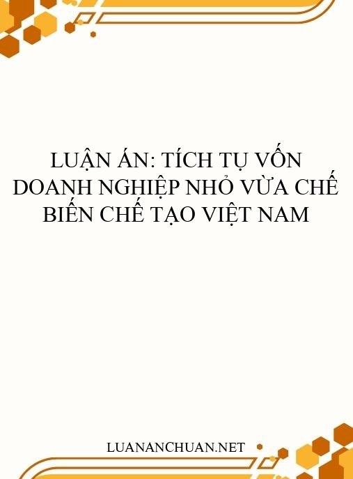 Luận án: Tích tụ vốn doanh nghiệp nhỏ vừa chế biến chế tạo Việt Nam