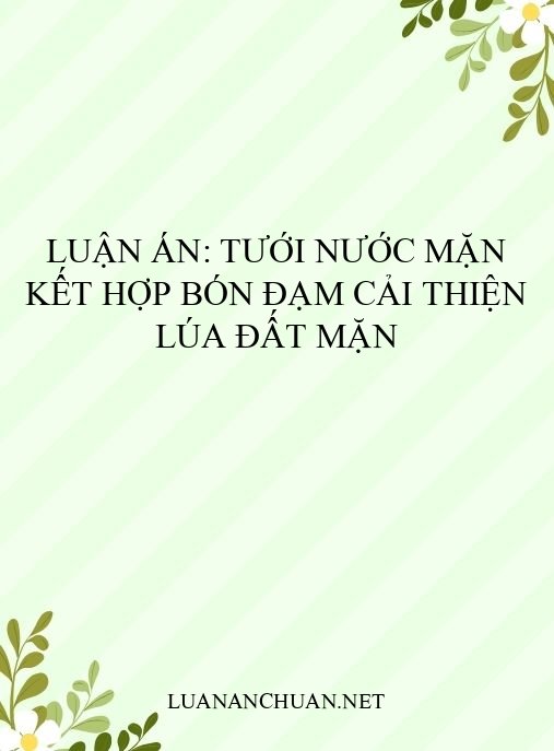 Luận án: Tưới nước mặn kết hợp bón đạm cải thiện lúa đất mặn
