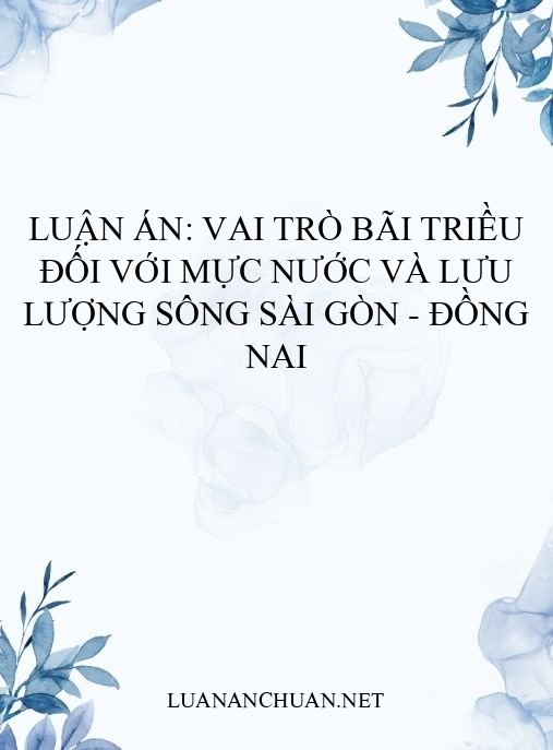 Luận án: Vai trò bãi triều đối với mực nước và lưu lượng sông Sài Gòn – Đồng Nai