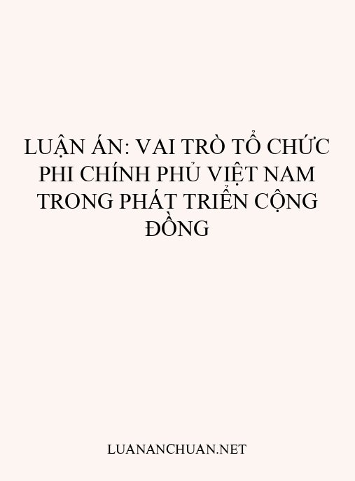 Luận án: Vai trò tổ chức phi chính phủ Việt Nam trong phát triển cộng đồng