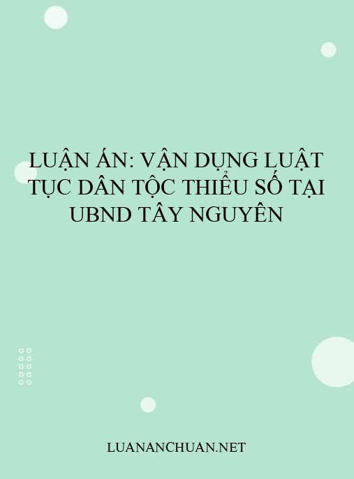 Luận án: Vận dụng luật tục dân tộc thiểu số tại UBND Tây Nguyên