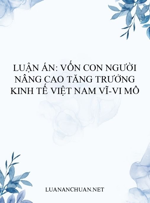 Luận án: Vốn con người nâng cao tăng trưởng kinh tế Việt Nam vĩ-vi mô