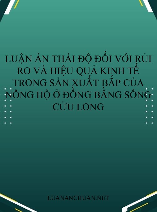 Luận án Thái độ đối với rủi ro và hiệu quả kinh tế trong sản xuất bắp của nông hộ ở đồng bằng sông Cửu Long