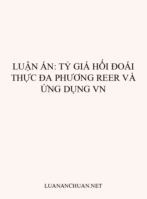 Luận án: Tỷ giá hối đoái thực đa phương REER và ứng dụng VN