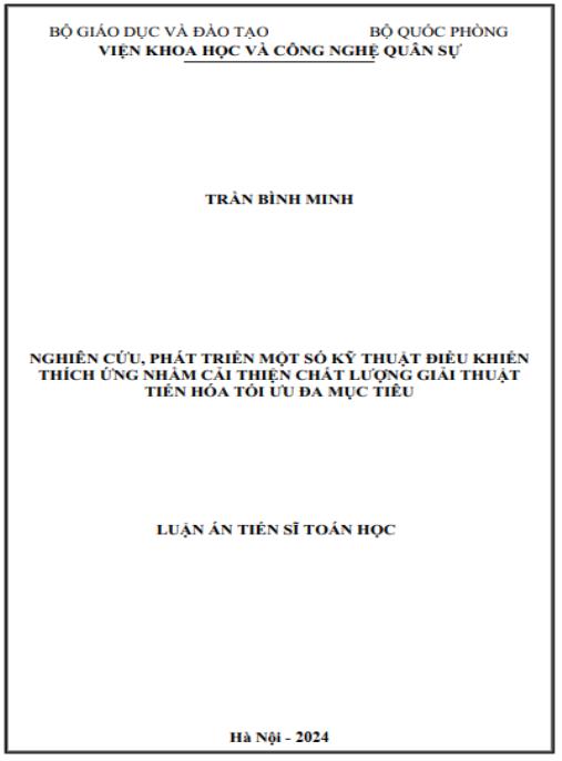 Luận án Nghiên cứu, phát triển một số kỹ thuật điều khiển thích ứng nhằm cải thiện chất lượng giải thuật tiến hóa tối ưu đa mục tiêu