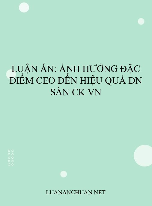 Luận án: Ảnh hưởng đặc điểm CEO đến hiệu quả DN sàn CK VN