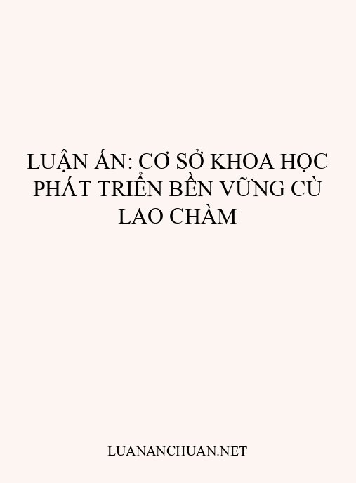 Luận án: Cơ sở khoa học phát triển bền vững Cù Lao Chàm