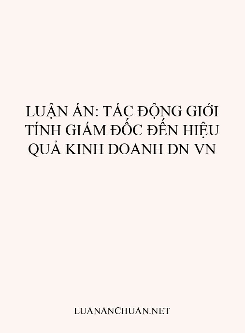 Luận án: Tác động giới tính giám đốc đến hiệu quả kinh doanh DN VN