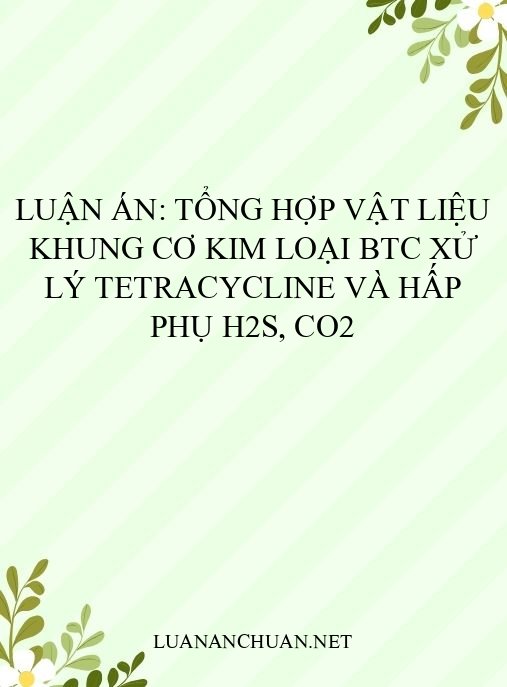 Luận án: Tổng hợp vật liệu khung cơ kim loại BTC xử lý tetracycline và hấp phụ H2S, CO2