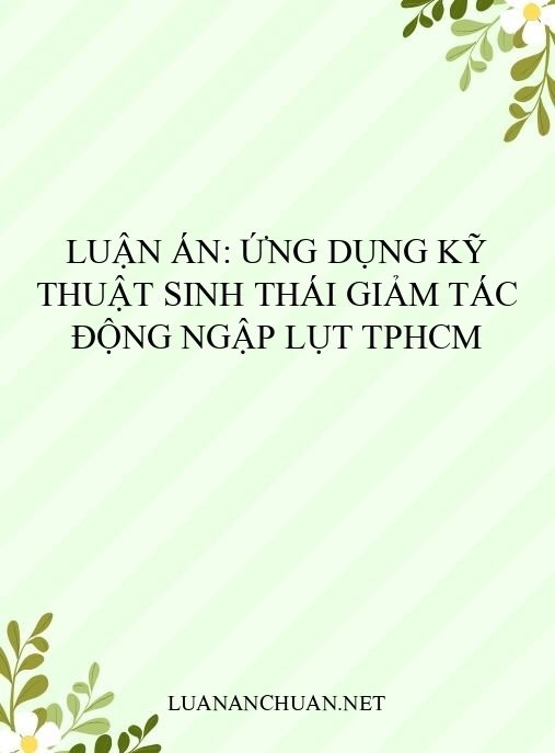 Luận án: Ứng dụng kỹ thuật sinh thái giảm tác động ngập lụt TPHCM