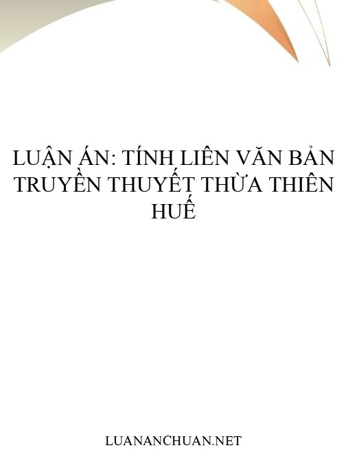 Luận án: Tính liên văn bản truyền thuyết Thừa Thiên Huế