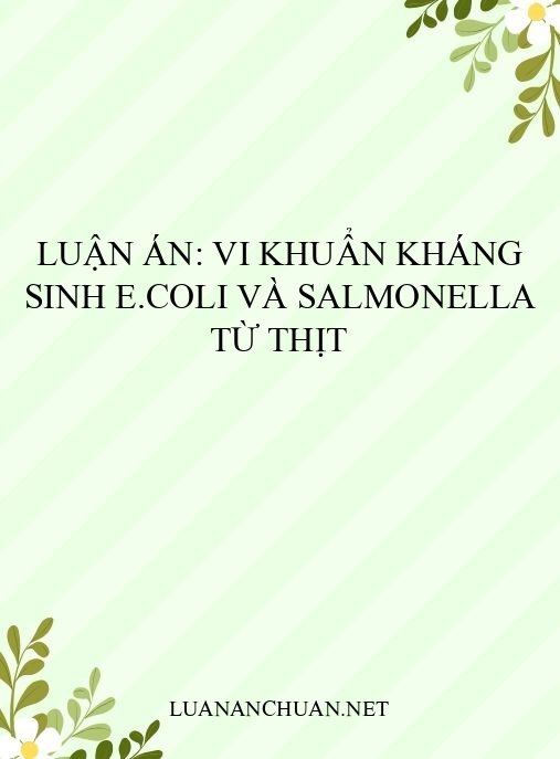 Luận án: Vi khuẩn kháng sinh E.coli và Salmonella từ thịt
